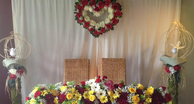 Wedding Set-up Flower Arrangement by Amazing Touch Floral Designs