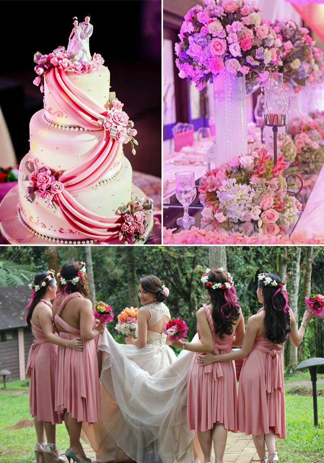 Top (left to right) Wedding Photogarphy by Bliss & Berries and Wedding Set-up by Natural Art Flowers and Decors Bottom: Wedding Gown by David & Rachel Bridal Boutique