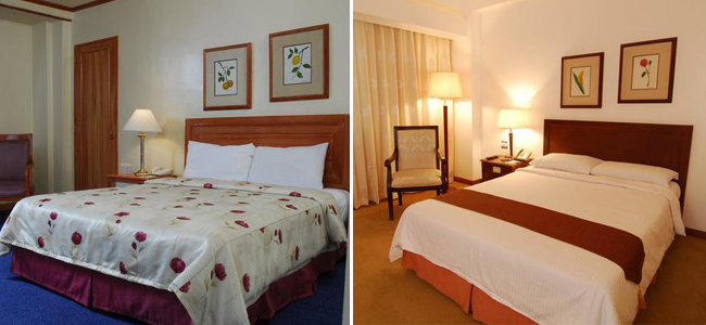 Superior Room (left) and Deluxe Room (right) at Bayview Park Hotel Manila
