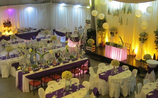 purple and white wedding