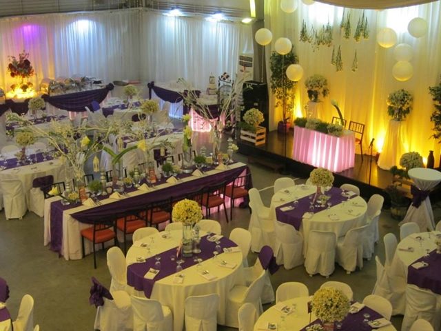 purple and white wedding