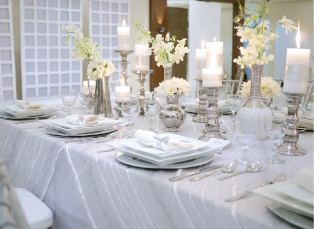 silver and white setup hizons catering