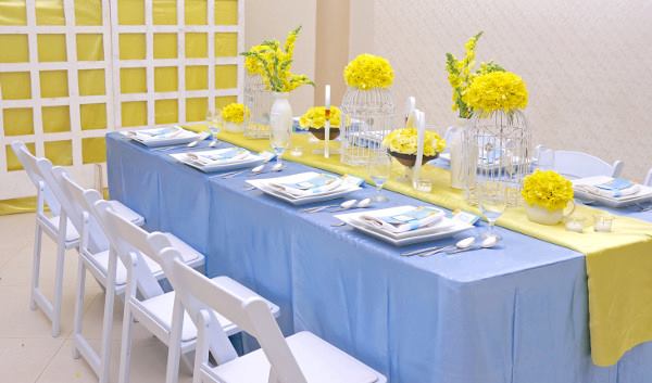 hizons catering yellow and blue wedding