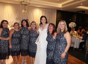 six women wore the same dress to a wedding