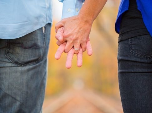 engaged couple hands