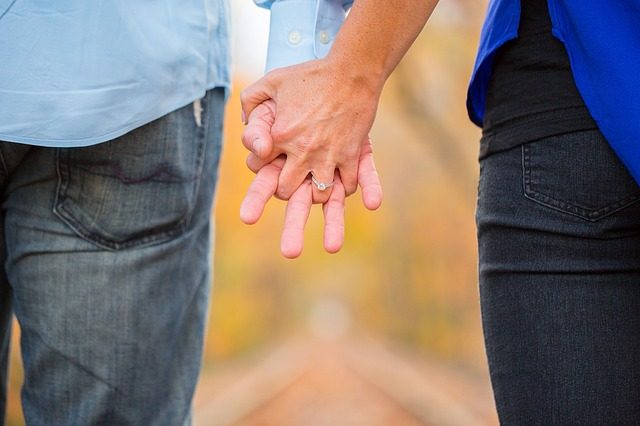 engaged couple hands