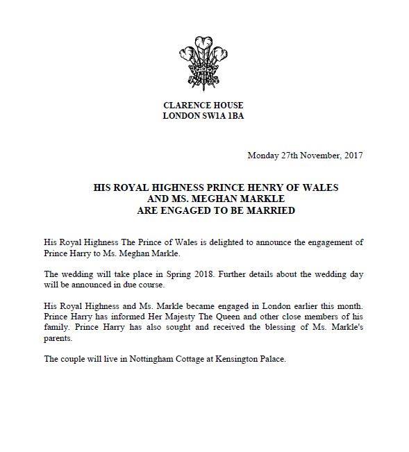 prince henry meghan markle engagement