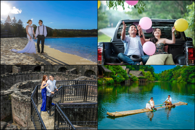 summer prenup shoot collage